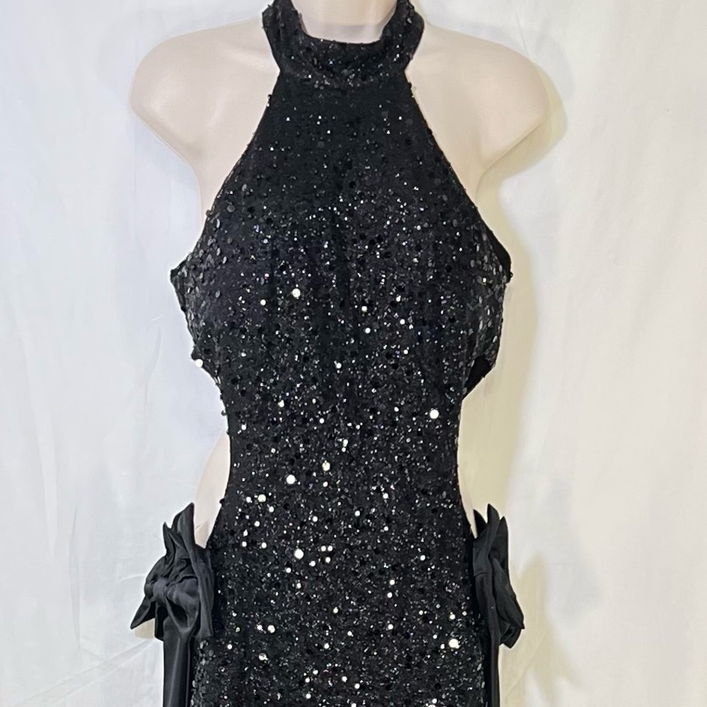 Elegant Black Sequin Mini Dress